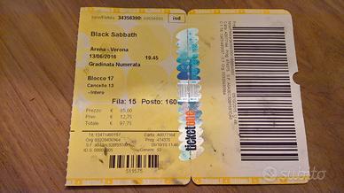BIGLIETTO DA COLLEZIONE BLACK SABBATH VERONA 2016