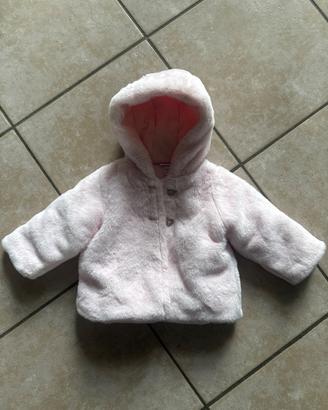 Giacca neonata, 6/9 mesi, rosa finta pelliccia