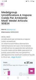 umidificatore per ambiente a vapore caldo