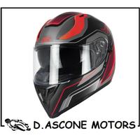 CASCO INTEGRALE DOPPIA VISIERA NERO ROSSO