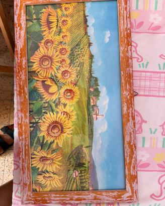 Set quadro con cornice girasoli