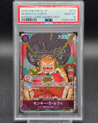  PSA 10 Monkey D. Luffy OP07-073 Bandai Card Games