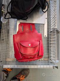 borsa per attrezzi resistente in pelle rossa