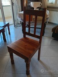 Set 4 Sedie in Legno Massello Etnico / Arte Indian
