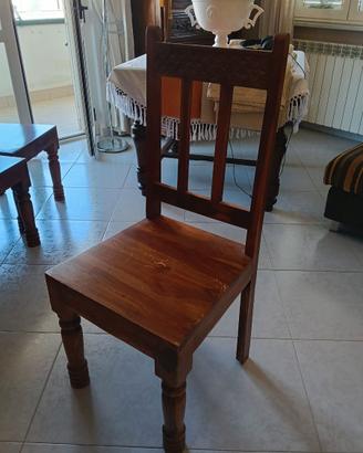 Set 4 Sedie in Legno Massello Etnico / Arte Indian