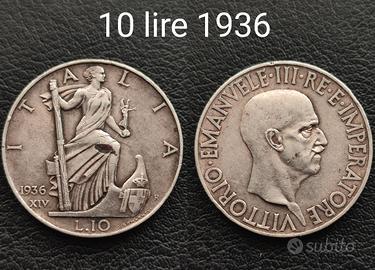 10 lire 1936 Argento 30€