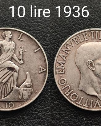 10 lire 1936 Argento 30€