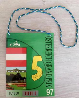 Raro pass gara MotoGP autografato