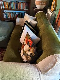 divano artigianale 3 posti bianco + puffo letto