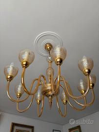 Lampadario Murano ambra 10 luci anni ’60