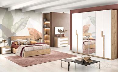 Camera completa bianco opaco e legno 274x60x250