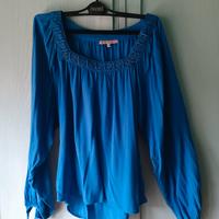 camicia blusa donna blu maniche larghe M/L
