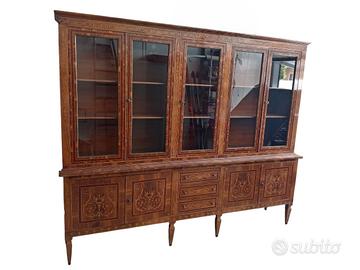 Magnifica Vetrina Credenza Luigi XVI Intarsiata - 