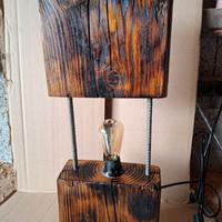 Portalampada industriale legno+ferro cod.03