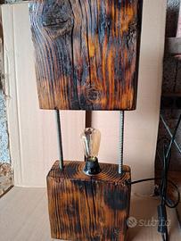 Portalampada industriale legno+ferro cod.03