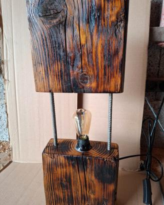 Portalampada industriale legno+ferro cod.03