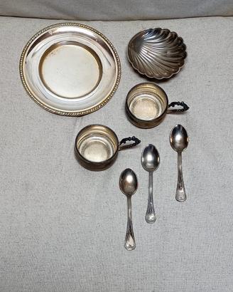  Vintage 7 Pezzi Silverplate e Metallo Argentato 