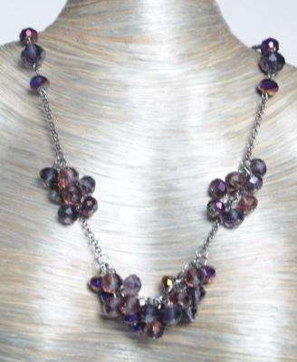 Set girocollo, bracciale orecchini cristalli viola
