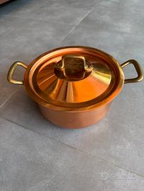Pentola casseruola in rame stagnato da cm.  21