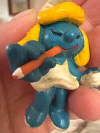 3 puffi da collezione indiana, segretaria e vigile