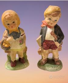 Coppia statuine vintage anni ‘60-ceramica dipinta
