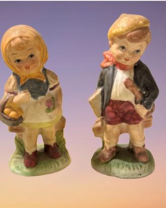 Coppia statuine vintage anni ‘60-ceramica dipinta