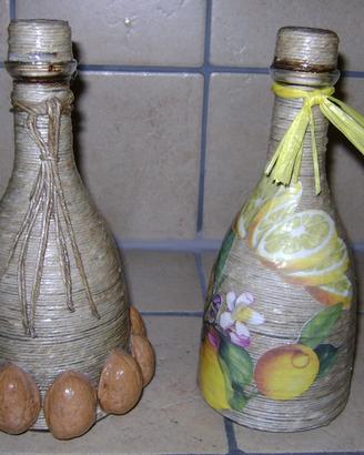 Lotto bottiglie decoupage