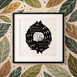 Linoleografia originale firmata e numerata 21x21cm
