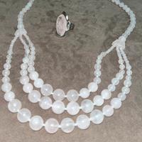 Set-COLLANA E ANELLO IN QUARZO ROSA-