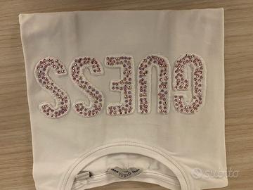 T-shirt Bianca GUESS Bambina 4 Anni con Strass