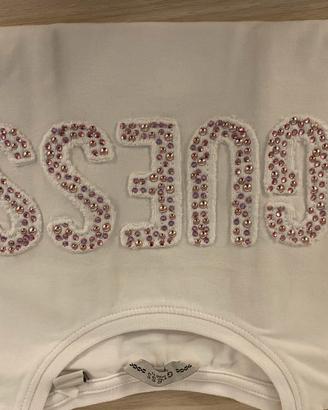 T-shirt Bianca GUESS Bambina 4 Anni con Strass