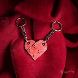  Portachiavi Cuore "Brick Love" - Set da 2 Pezzi