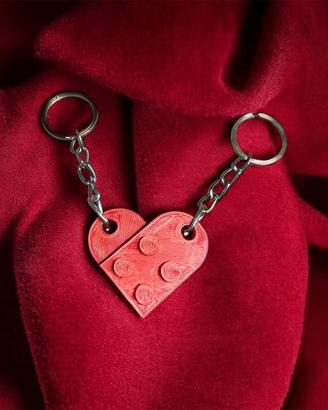  Portachiavi Cuore "Brick Love" - Set da 2 Pezzi