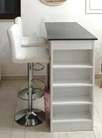 BANCONE DA CUCINA CON DUE SGABELLI IN ECOPELLE