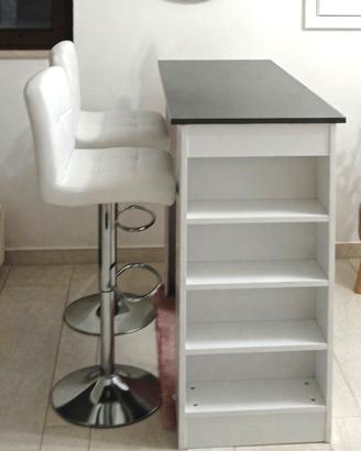 BANCONE DA CUCINA CON DUE SGABELLI IN ECOPELLE