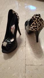 Scarpe eleganti da sera con inserto animalier 