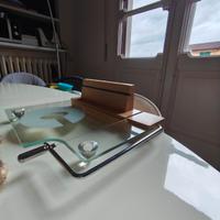 Tagliere tagliaformaggi in vetro e legno 