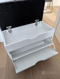 2 scarpiere con seduta e cassetto e panca