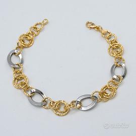 Bracciale donna in oro giallo e bianco 18 kt A.175