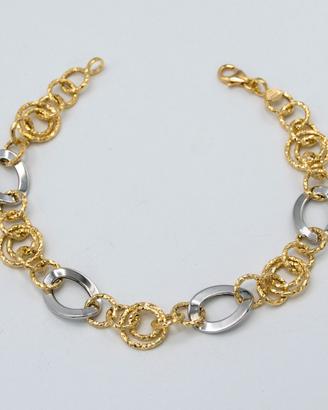 Bracciale donna in oro giallo e bianco 18 kt A.175