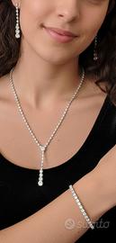 parure di gioielli in acciaio e zirconi 