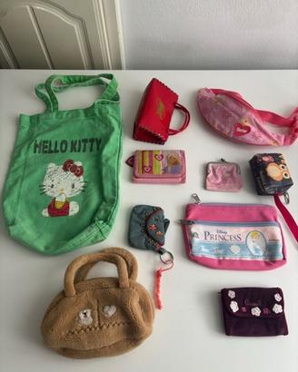 Lotto 10 borse/portafogli bambina ottime cond