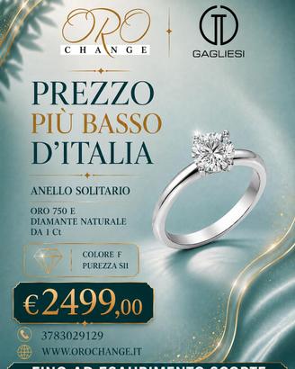 SOLITARIO ORO BIANCO E DIAMANTE 