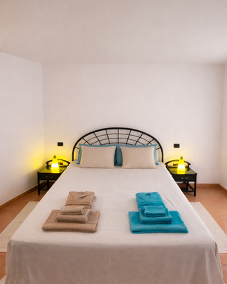 Letto king size + mobili Rattan Wood verdi
