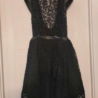 Vestito elegante corto di pizzo nero L