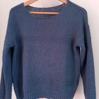 maglione cotone donna manica lunga tg M blu 