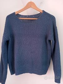 maglione cotone donna manica lunga tg M blu 