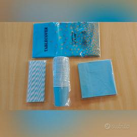 Set per 24  tovaglia tovaglioli bicchieri cannucce