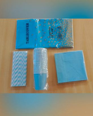 Set per 24  tovaglia tovaglioli bicchieri cannucce