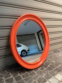 Specchio ovale arancione in abs anni 70
